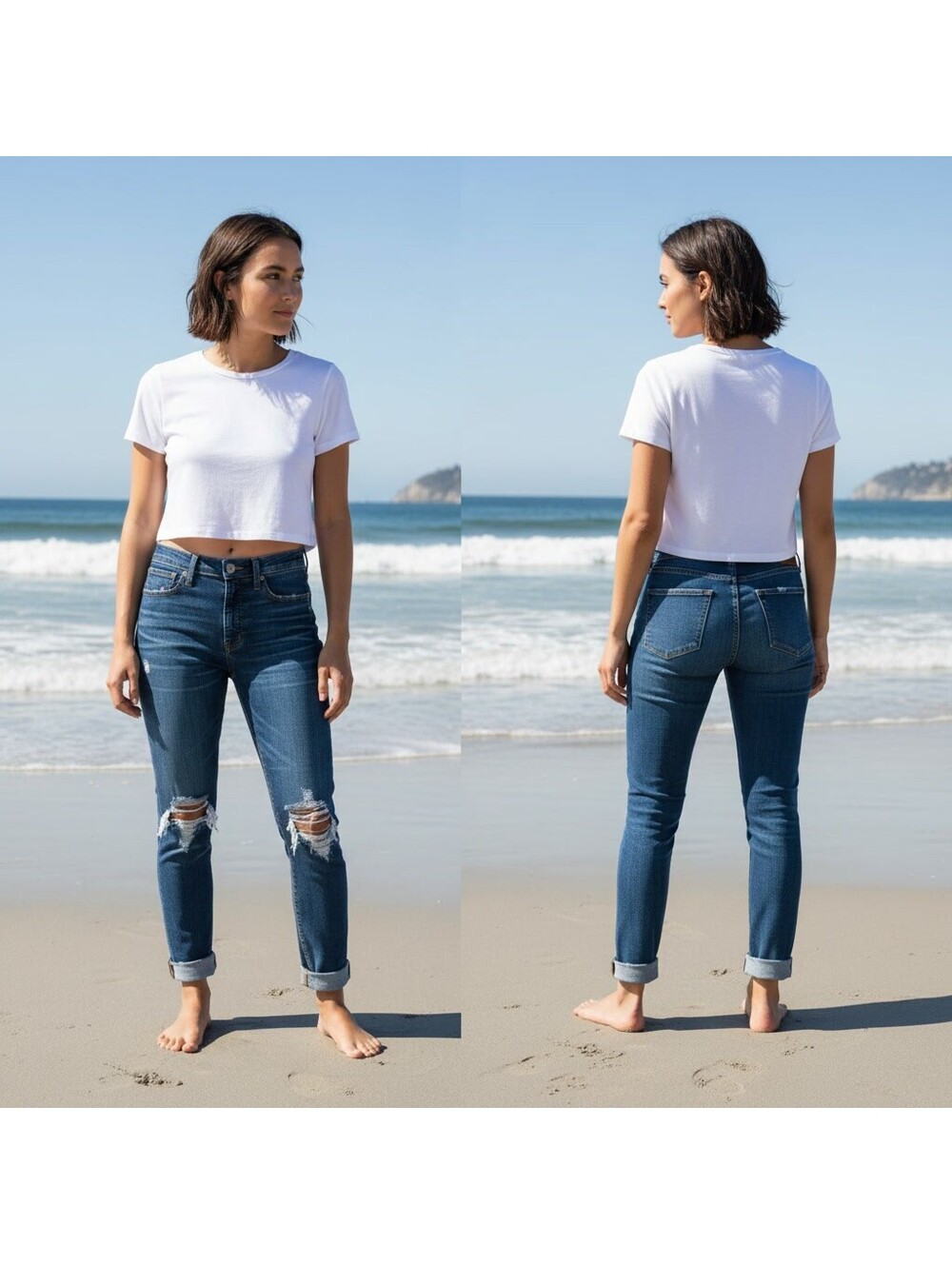 1784 - Madewell 9" High-Rise Skinny Jeans Size 27 Distressed Blue Denim